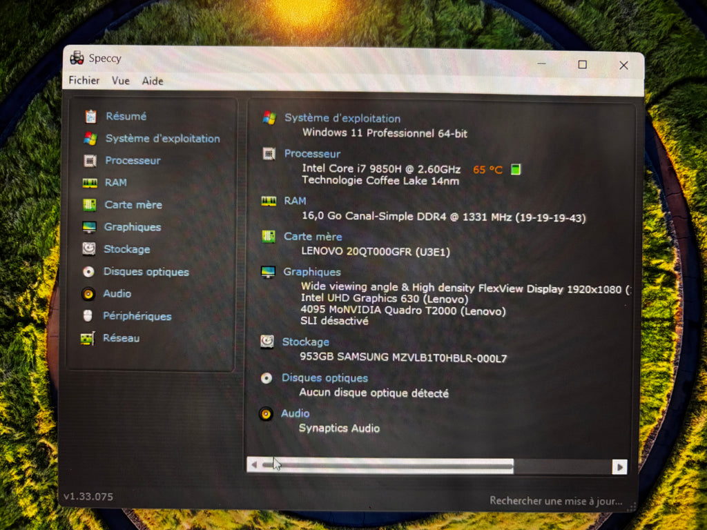 Lenovo ThinkPad P1 Gen 2 – i7 – 16 Go – 1 To SSD – NVIDIA T2000
